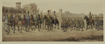 27561 Afbeelding van de maskerade van de studenten van de Utrechtse hogeschool ter gelegenheid van het 270-jarig ...